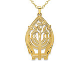 14K Yellow Gold Polished Menorah and Tree of Life Charm Pendant Necklace with Chain
